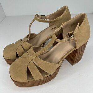 Cushionaire Womens Tizzy Brown Faux Suede Leather Size 8M Strappy Sandals